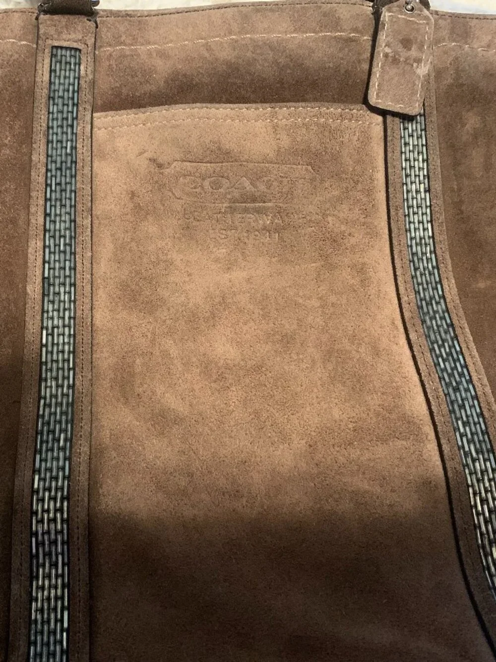 Light Brown Suede Coach Bag - Picture 5 of 5